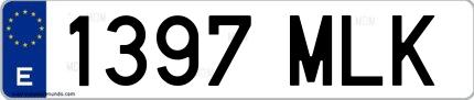 Ejemplo de matrícula española 1397 MLK