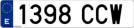Ejemplo de matrícula de coche ordinaria 1398 CCW