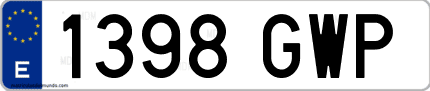Ejemplo de matrícula de coche ordinaria 1398 GWP