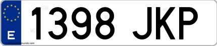 Ejemplo de matrícula española 1398 JKP