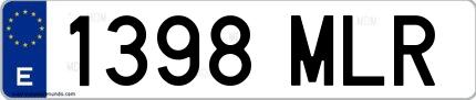 Ejemplo de matrícula española 1398 MLR