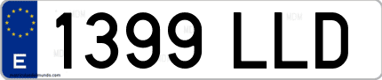 Ejemplo de matrícula de coche ordinaria 1399 LLD