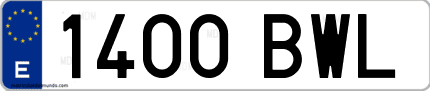 Ejemplo de matrícula de coche ordinaria 1400 BWL