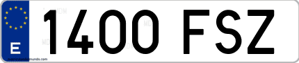 Ejemplo de matrícula de coche ordinaria 1400 FSZ