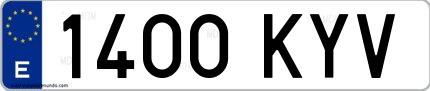 Ejemplo de matrícula española 1400 KYV