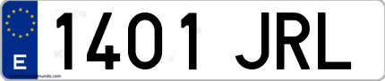 Ejemplo de matrícula de coche ordinaria 1401 JRL