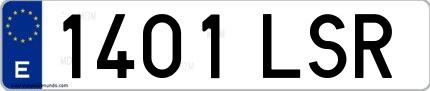 Ejemplo de matrícula española 1401 LSR