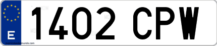 Ejemplo de matrícula de coche ordinaria 1402 CPW