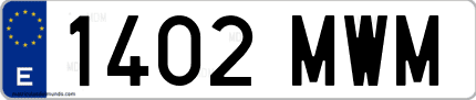 Ejemplo de matrícula de coche ordinaria 1402 MWM