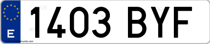 Ejemplo de matrícula de coche ordinaria 1403 BYF