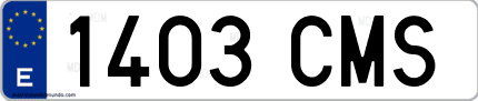 Ejemplo de matrícula de coche ordinaria 1403 CMS