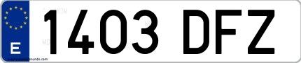 Ejemplo de matrícula española 1403 DFZ