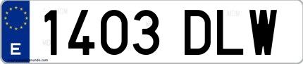 Ejemplo de matrícula española 1403 DLW