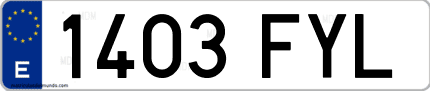 Ejemplo de matrícula de coche ordinaria 1403 FYL