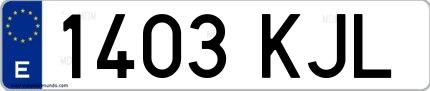 Ejemplo de matrícula española 1403 KJL