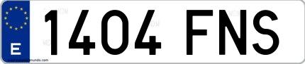 Ejemplo de matrícula española 1404 FNS