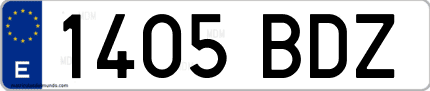 Ejemplo de matrícula de coche ordinaria 1405 BDZ