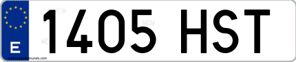 Ejemplo de matrícula de coche ordinaria 1405 HST