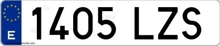 Ejemplo de matrícula española 1405 LZS