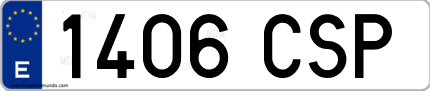 Ejemplo de matrícula de coche ordinaria 1406 CSP
