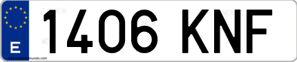 Ejemplo de matrícula de coche ordinaria 1406 KNF