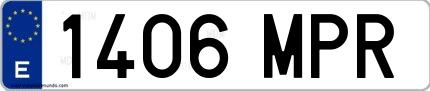 Ejemplo de matrícula española 1406 MPR