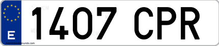 Ejemplo de matrícula de coche ordinaria 1407 CPR