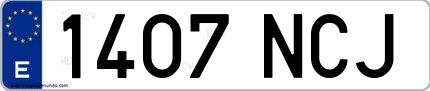 Ejemplo de matrícula española 1407 NCJ