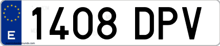 Ejemplo de matrícula de coche ordinaria 1408 DPV