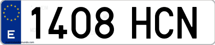 Ejemplo de matrícula de coche ordinaria 1408 HCN