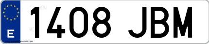 Ejemplo de matrícula española 1408 JBM