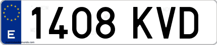 Ejemplo de matrícula de coche ordinaria 1408 KVD