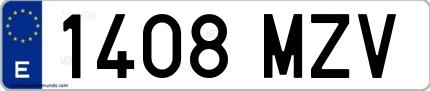 Ejemplo de matrícula española 1408 MZV