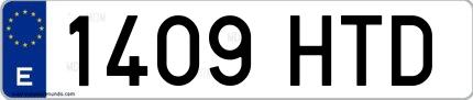 Ejemplo de matrícula española 1409 HTD