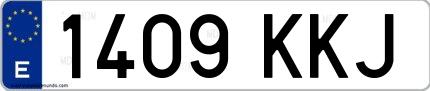 Ejemplo de matrícula española 1409 KKJ