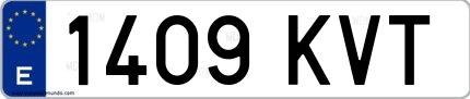 Ejemplo de matrícula española 1409 KVT