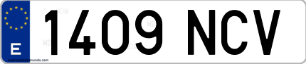 Ejemplo de matrícula de coche ordinaria 1409 NCV