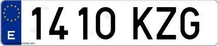 Ejemplo de matrícula española 1410 KZG