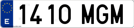 Ejemplo de matrícula de coche ordinaria 1410 MGM