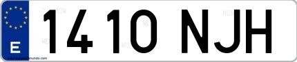 Ejemplo de matrícula española 1410 NJH