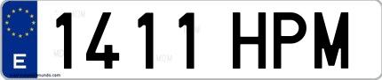 Ejemplo de matrícula española 1411 HPM