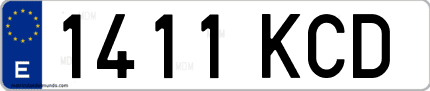 Ejemplo de matrícula de coche ordinaria 1411 KCD