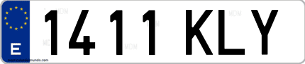 Ejemplo de matrícula de coche ordinaria 1411 KLY