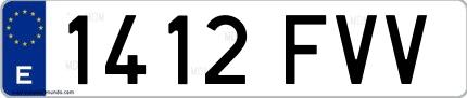 Ejemplo de matrícula española 1412 FVV