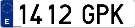Ejemplo de matrícula española 1412 GPK