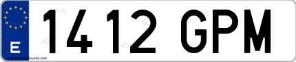Ejemplo de matrícula española 1412 GPM