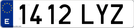 Ejemplo de matrícula de coche ordinaria 1412 LYZ