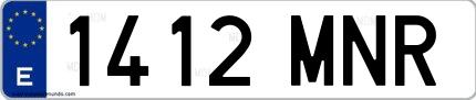Ejemplo de matrícula española 1412 MNR