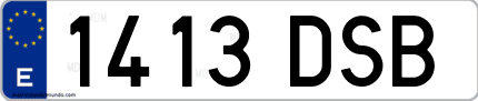 Ejemplo de matrícula de coche ordinaria 1413 DSB