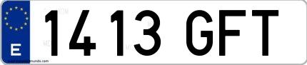 Ejemplo de matrícula española 1413 GFT
